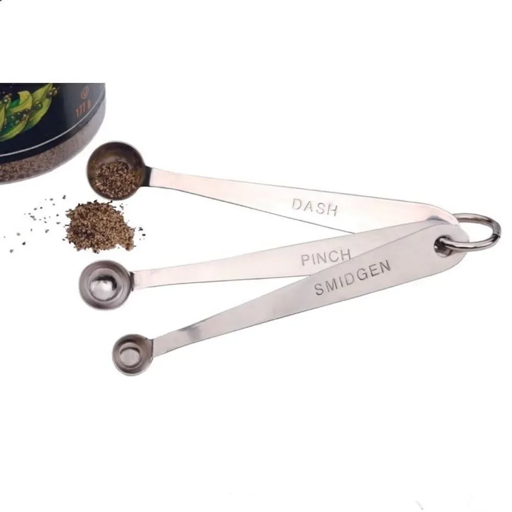 NWT RSVP Gorgeous 3 Pcs Stainless Steel Measuring Spoons ,Smidgen, Dash, Pinch
